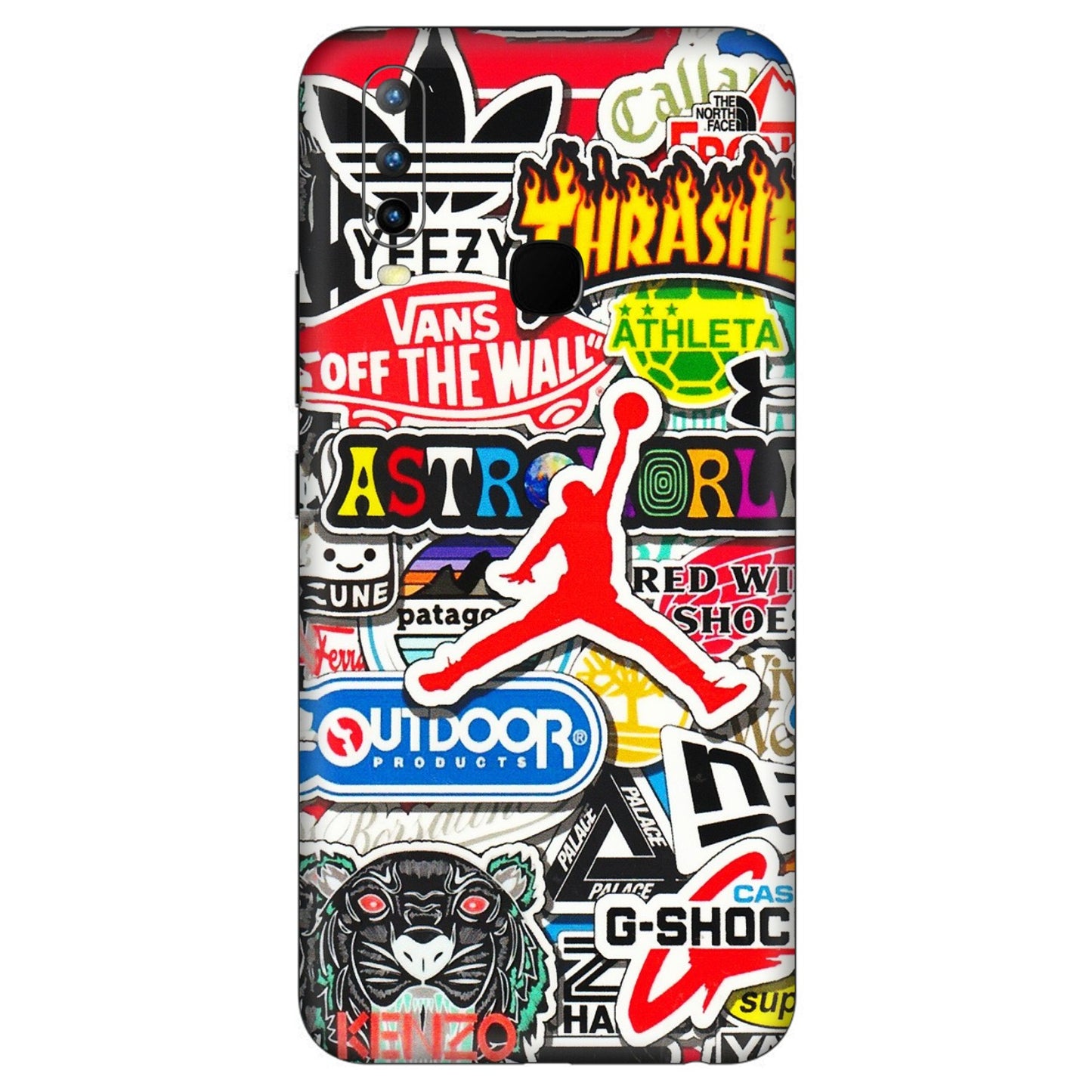 VIVO Z/V/X/T/U/S Series Phone Skins (All Models) - Multi Brands Sticker Graffiti - 3D Embossed Finish (L-37) Vivo U10