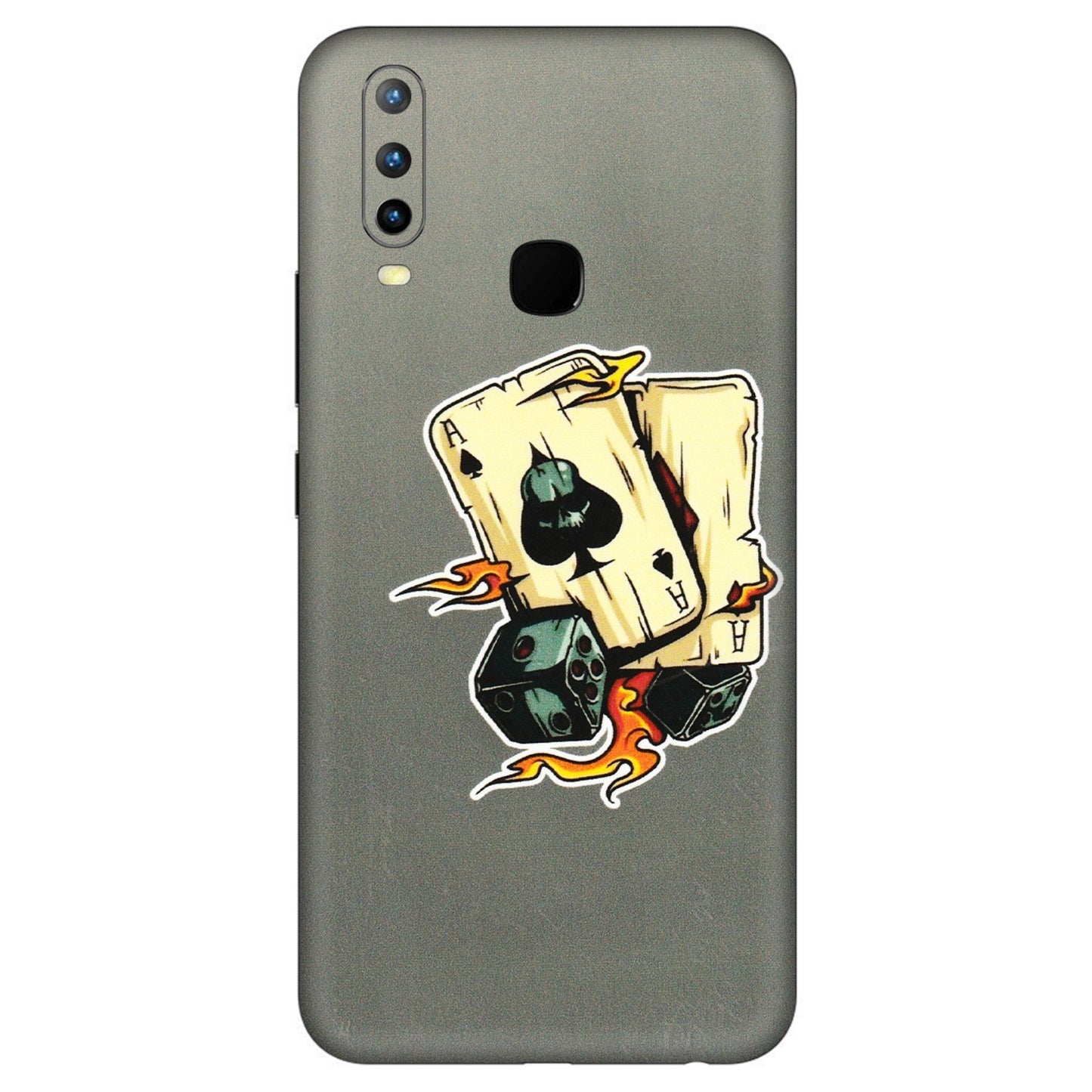 VIVO Z/V/X/T/U/S Series Phone Skins (All Models) - Grey Cards Of Ace - 3D Embossed Finish (L-77) Vivo U10