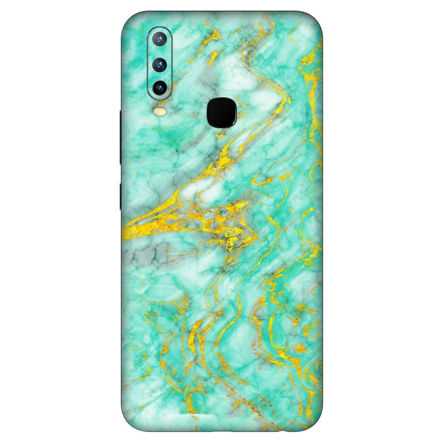 VIVO Z/V/X/T/U/S Series Phone Skins (All Models) - Green And Gold Marble Feel - Matte Finish (M-16) Vivo U10