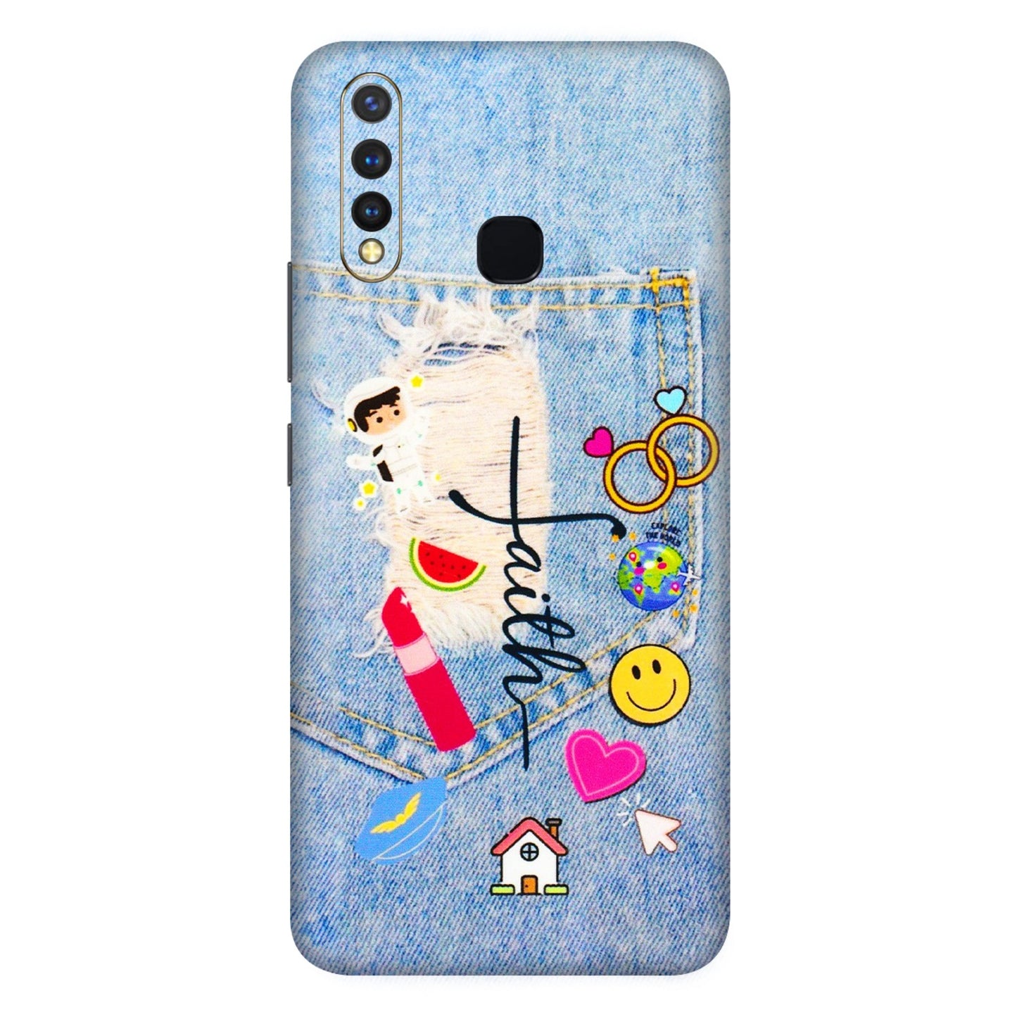 VIVO Z/V/X/T/U/S Series Phone Skins (All Models) - Denim Jeans Pocket - 3D Embossed Finish (L-134) Vivo U20