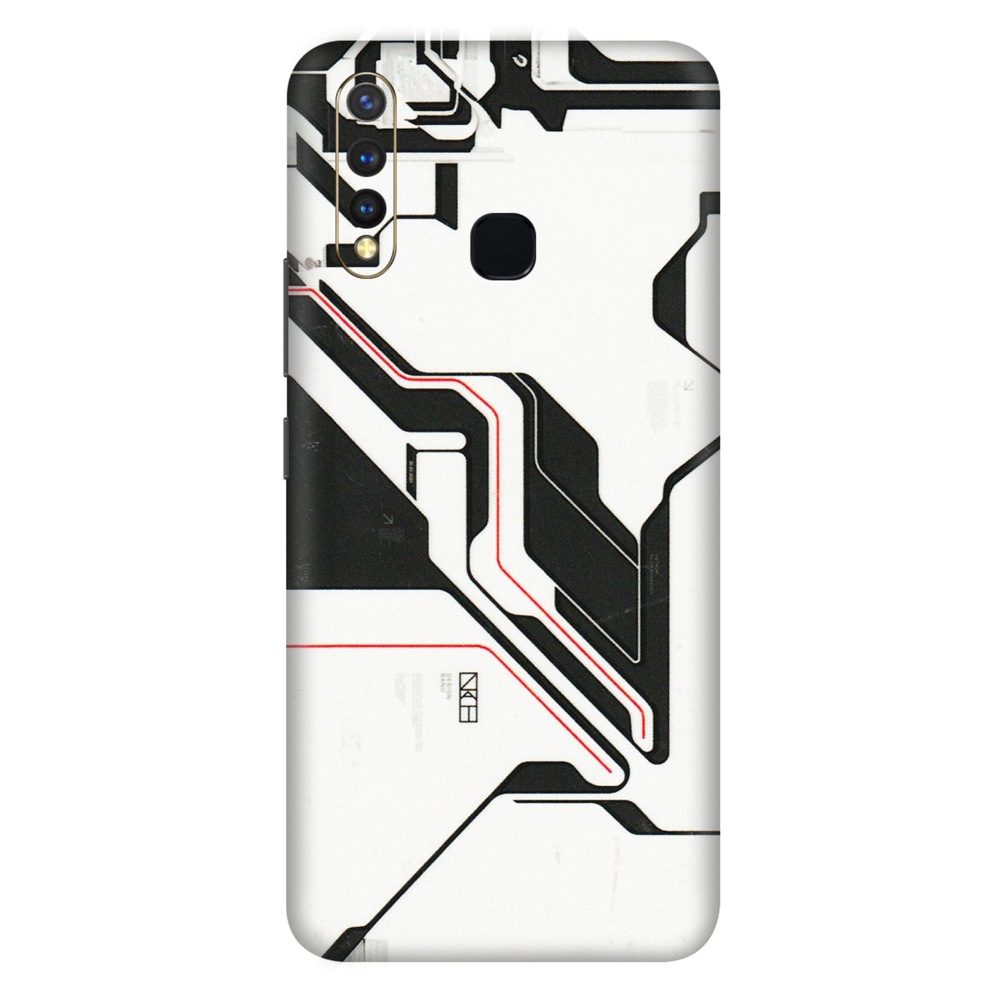 VIVO Z/V/X/T/U/S Series Phone Skins (All Models) - White Techy Logo - 3D Embossed Finish (L-312) Vivo U20