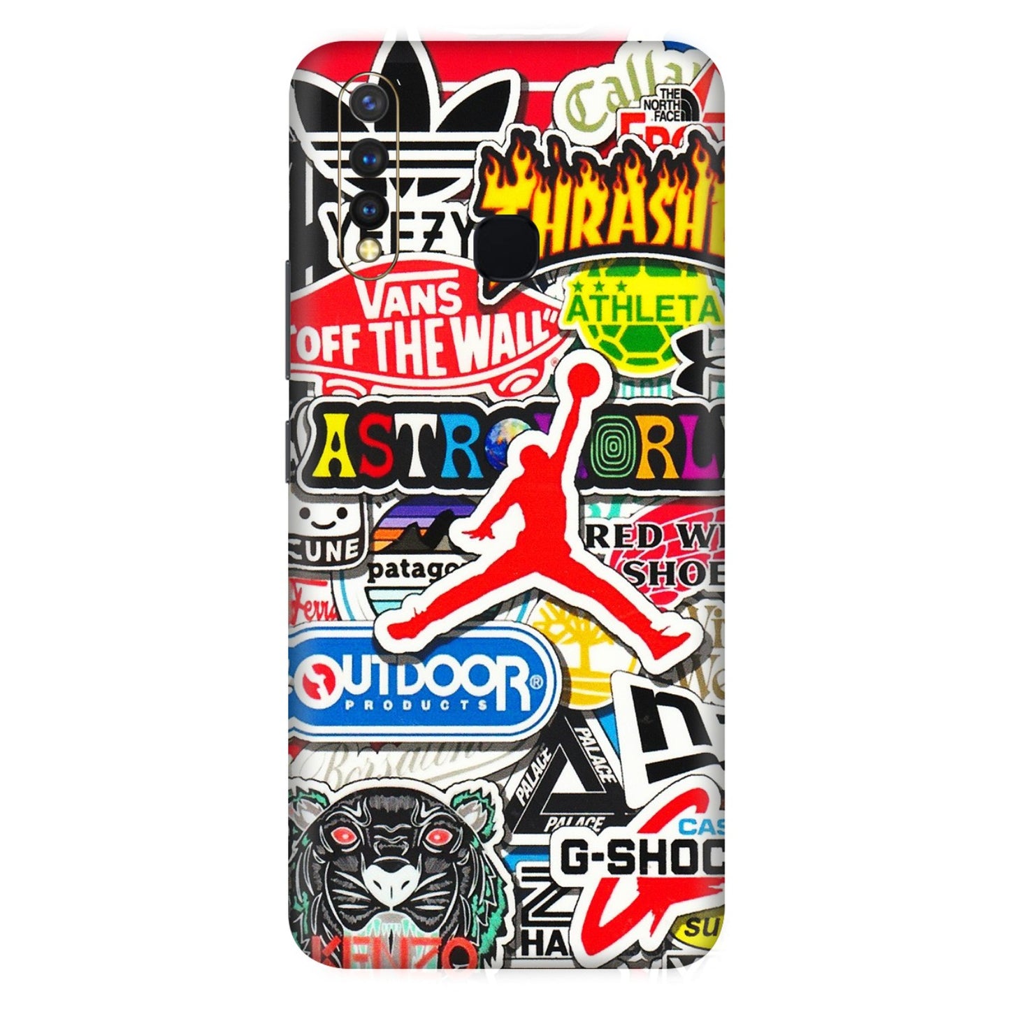 VIVO Z/V/X/T/U/S Series Phone Skins (All Models) - Multi Brands Sticker Graffiti - 3D Embossed Finish (L-37) Vivo U20