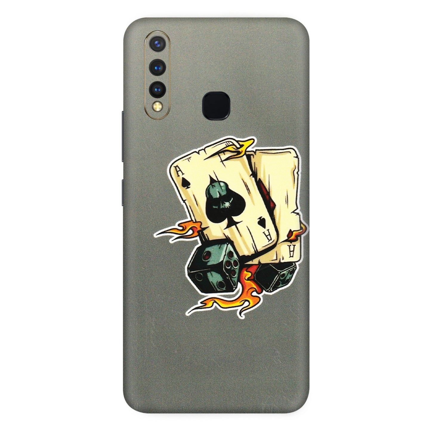 VIVO Z/V/X/T/U/S Series Phone Skins (All Models) - Grey Cards Of Ace - 3D Embossed Finish (L-77) Vivo U20