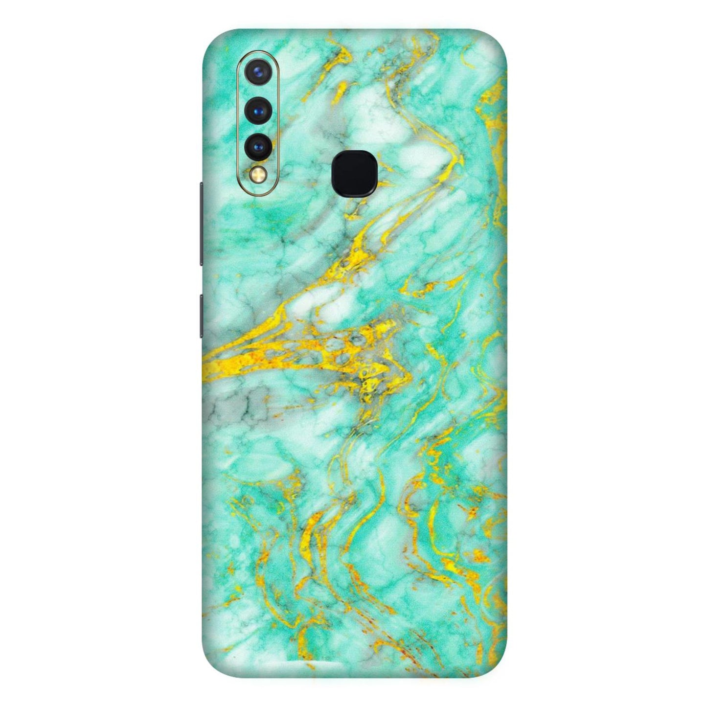 VIVO Z/V/X/T/U/S Series Phone Skins (All Models) - Green And Gold Marble Feel - Matte Finish (M-16) Vivo U20