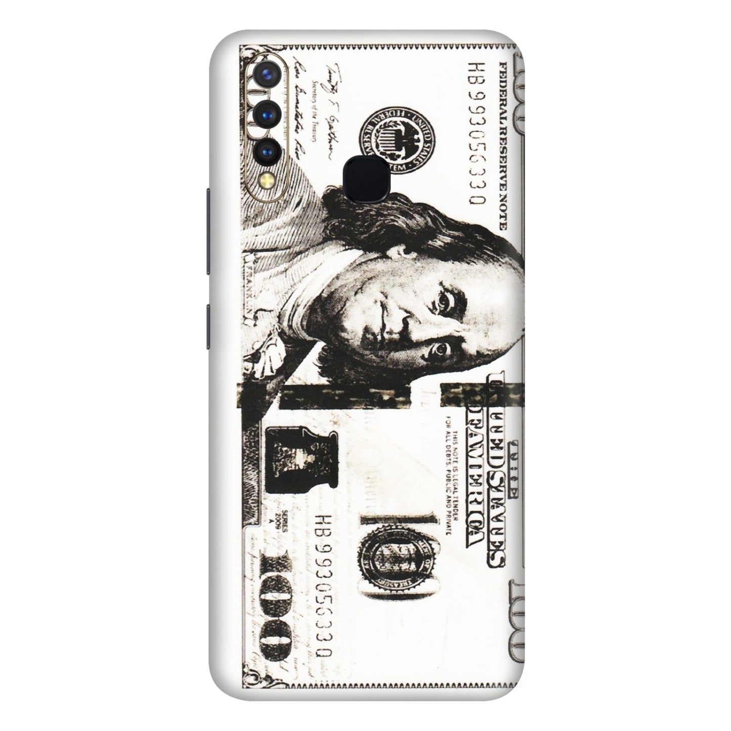 VIVO Z/V/X/T/U/S Series Phone Skins (All Models) - 100 Dollar Currency - Transparent Finish (T-01) Vivo U20