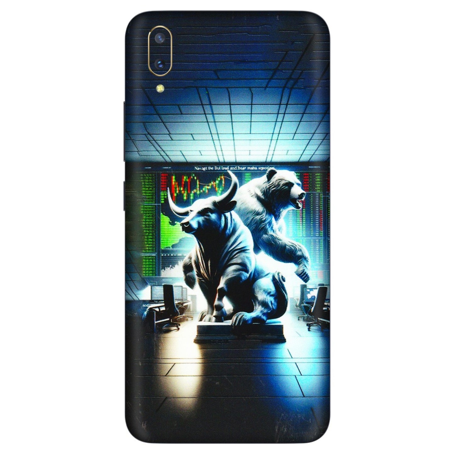 VIVO Z/V/X/T/U/S Series Phone Skins (All Models) - Stock Market Sensex Bear vs Bulls - 3D Embossed Finish (L-15) Vivo V11 Pro