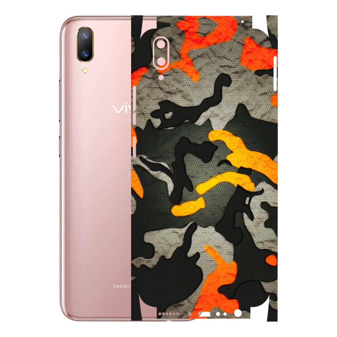 VIVO Z/V/X/T/U/S Series Phone Skins (All Models) - Orange Camouflage - 3D Embossed Finish (L-204) Vivo V11 Pro