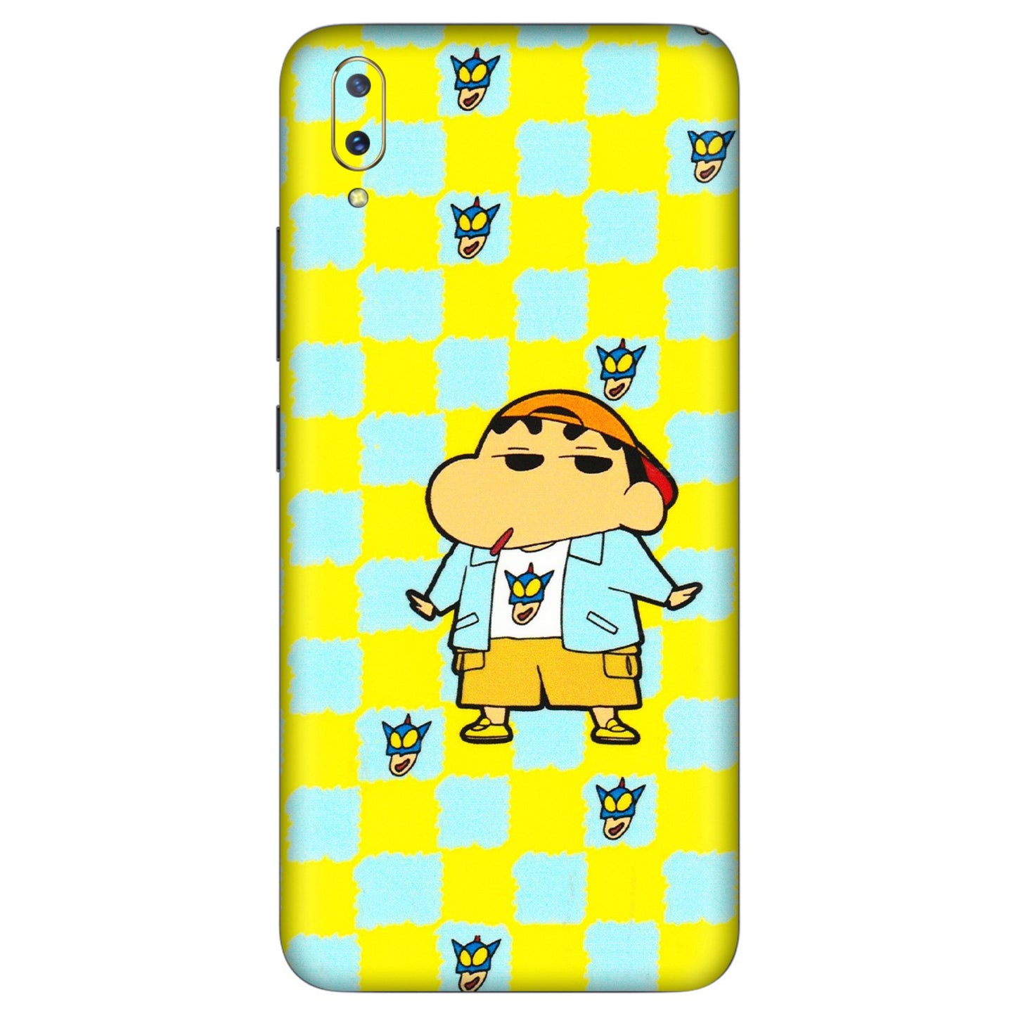 VIVO Z/V/X/T/U/S Series Phone Skins (All Models) - Yellow Blue Shinchan Cute - 3D Embossed Finish (L-221) Vivo V11 Pro