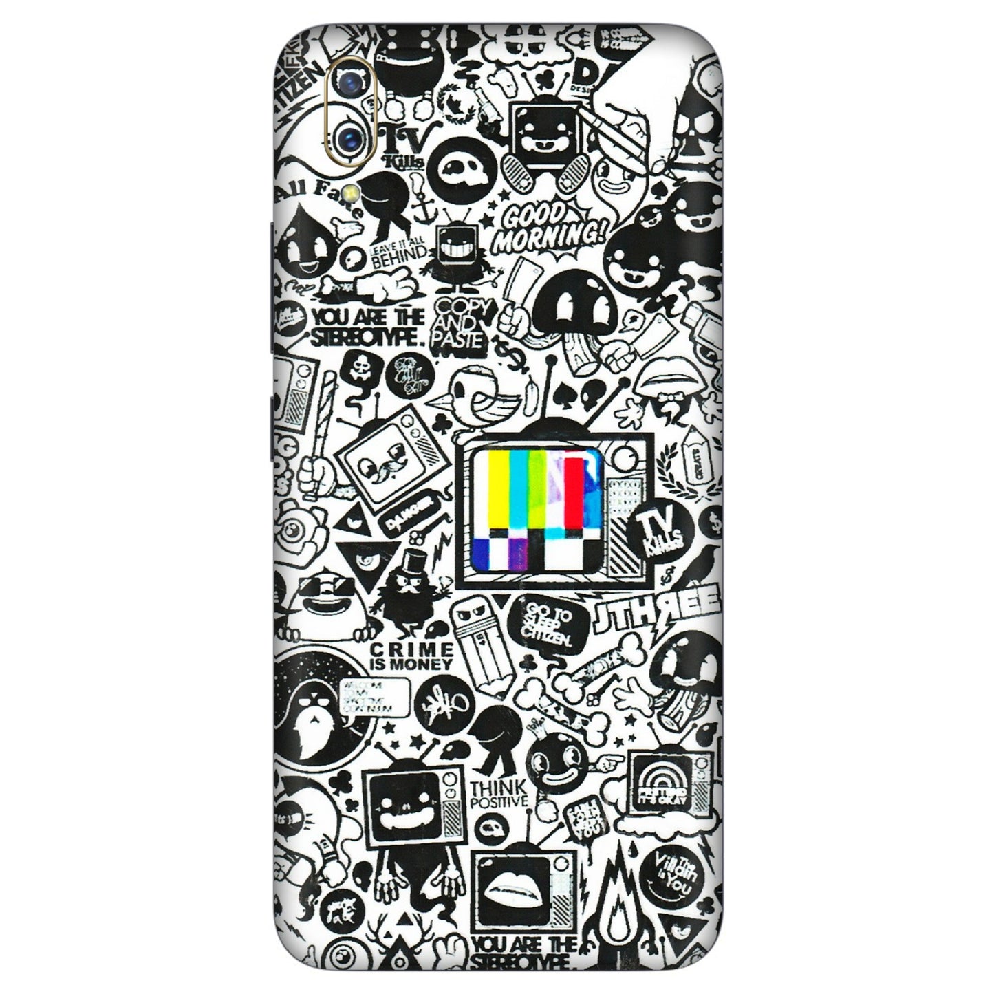 VIVO Z/V/X/T/U/S Series Phone Skins (All Models) - Doodles Positive Art - 3D Embossed Finish (L-263) Vivo V11 Pro
