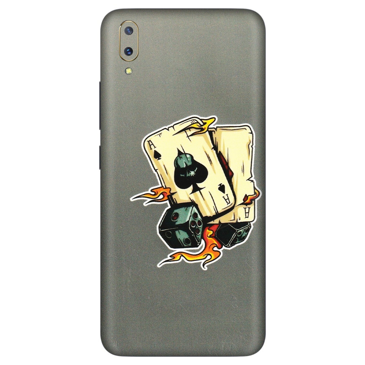 VIVO Z/V/X/T/U/S Series Phone Skins (All Models) - Grey Cards Of Ace - 3D Embossed Finish (L-77) Vivo V11 Pro