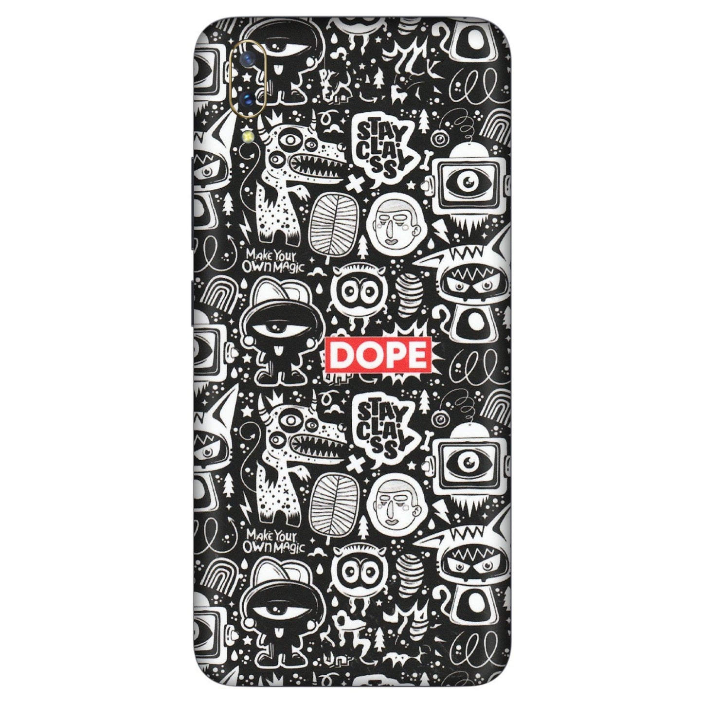 VIVO Z/V/X/T/U/S Series Phone Skins (All Models) - Dope Stay Classy Black Doodles - Matte Finish (M-126) Vivo V11 Pro
