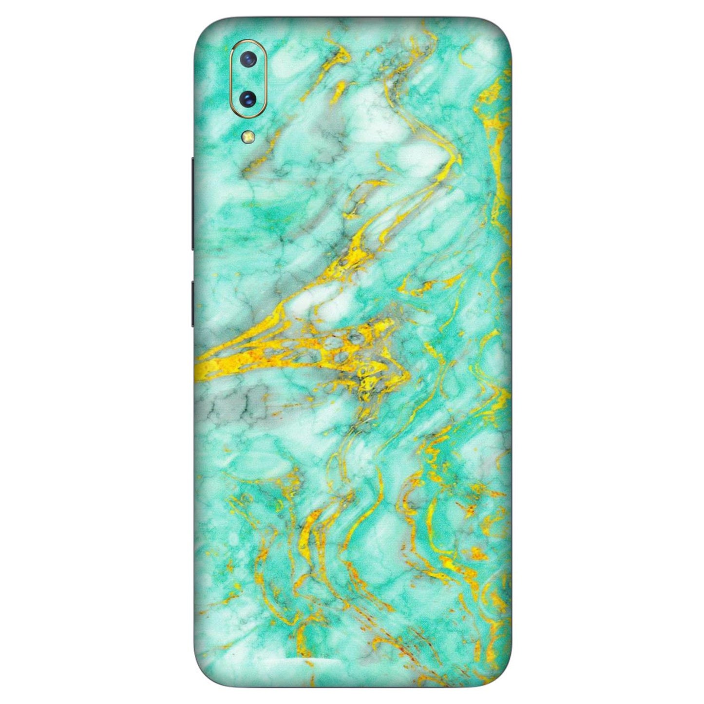 VIVO Z/V/X/T/U/S Series Phone Skins (All Models) - Green And Gold Marble Feel - Matte Finish (M-16) Vivo V11 Pro