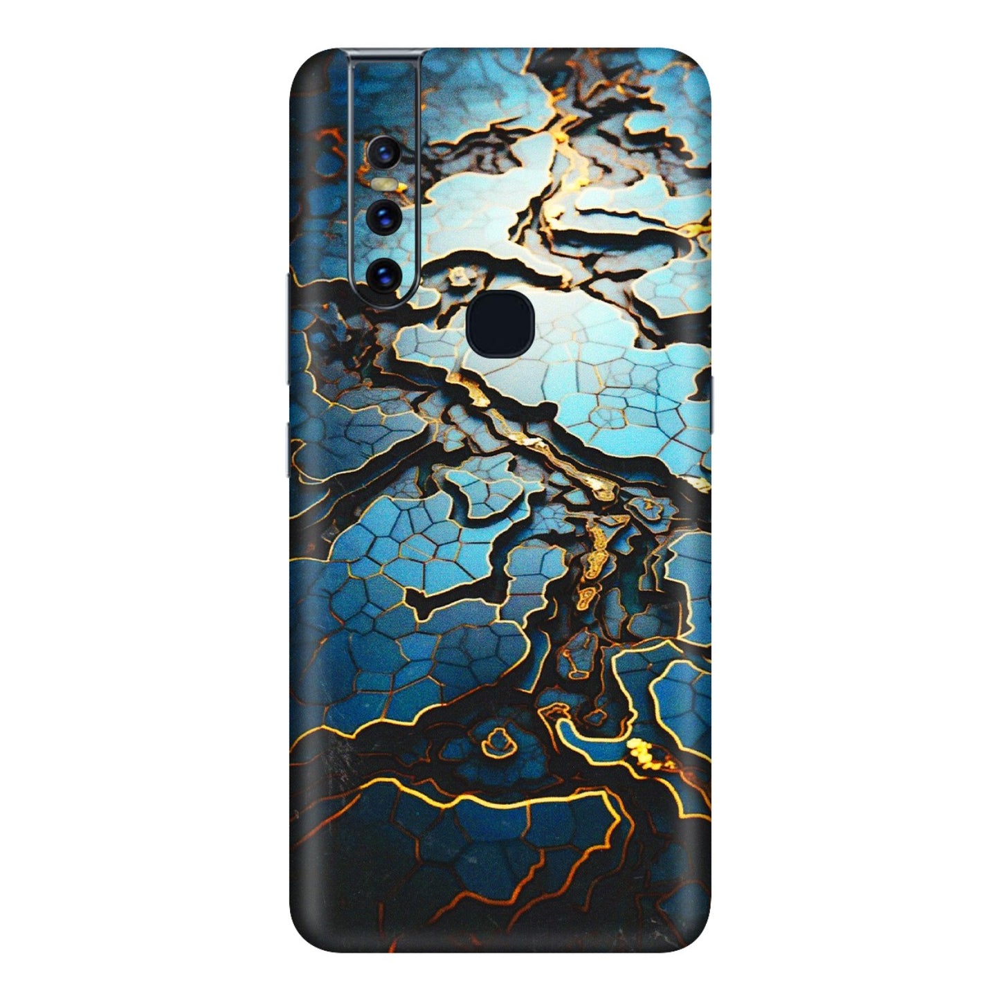 VIVO Z/V/X/T/U/S Series Phone Skins (All Models) - Blue Gold Abstract - 3D Embossed Finish (L-11) Vivo V15