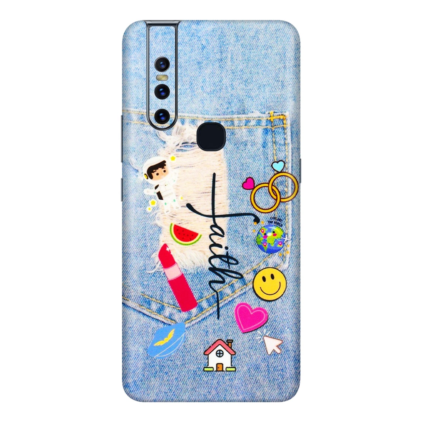 VIVO Z/V/X/T/U/S Series Phone Skins (All Models) - Denim Jeans Pocket - 3D Embossed Finish (L-134) Vivo V15