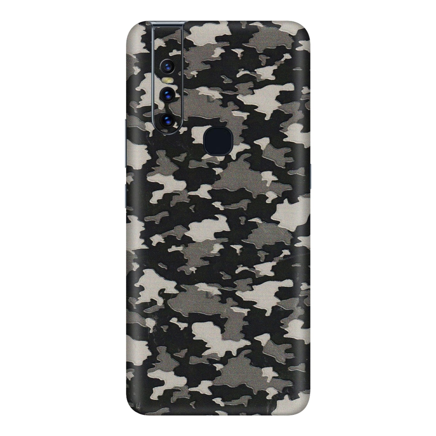 VIVO Z/V/X/T/U/S Series Phone Skins (All Models) - Black/Grey Camoflaunge - 3D Embossed Finish (L-142) Vivo V15