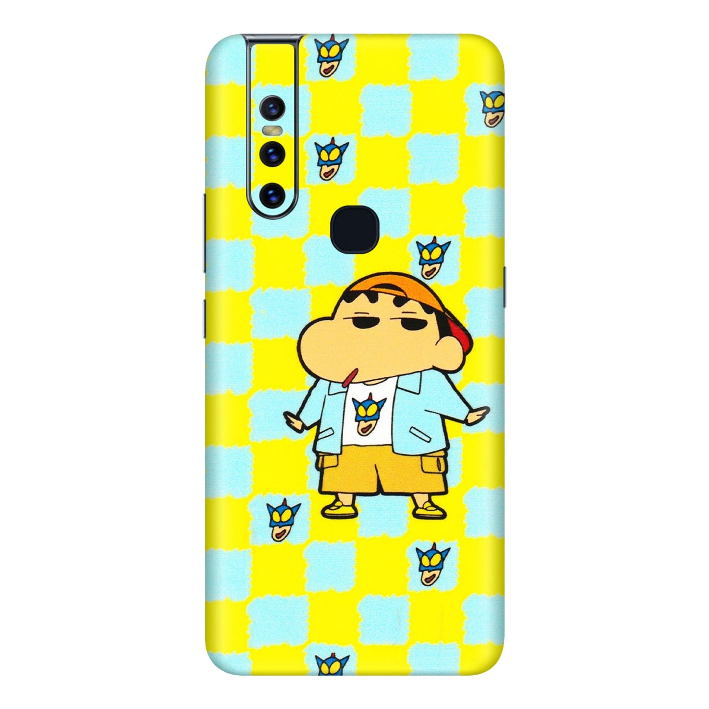 VIVO Z/V/X/T/U/S Series Phone Skins (All Models) - Yellow Blue Shinchan Cute - 3D Embossed Finish (L-221) Vivo V15