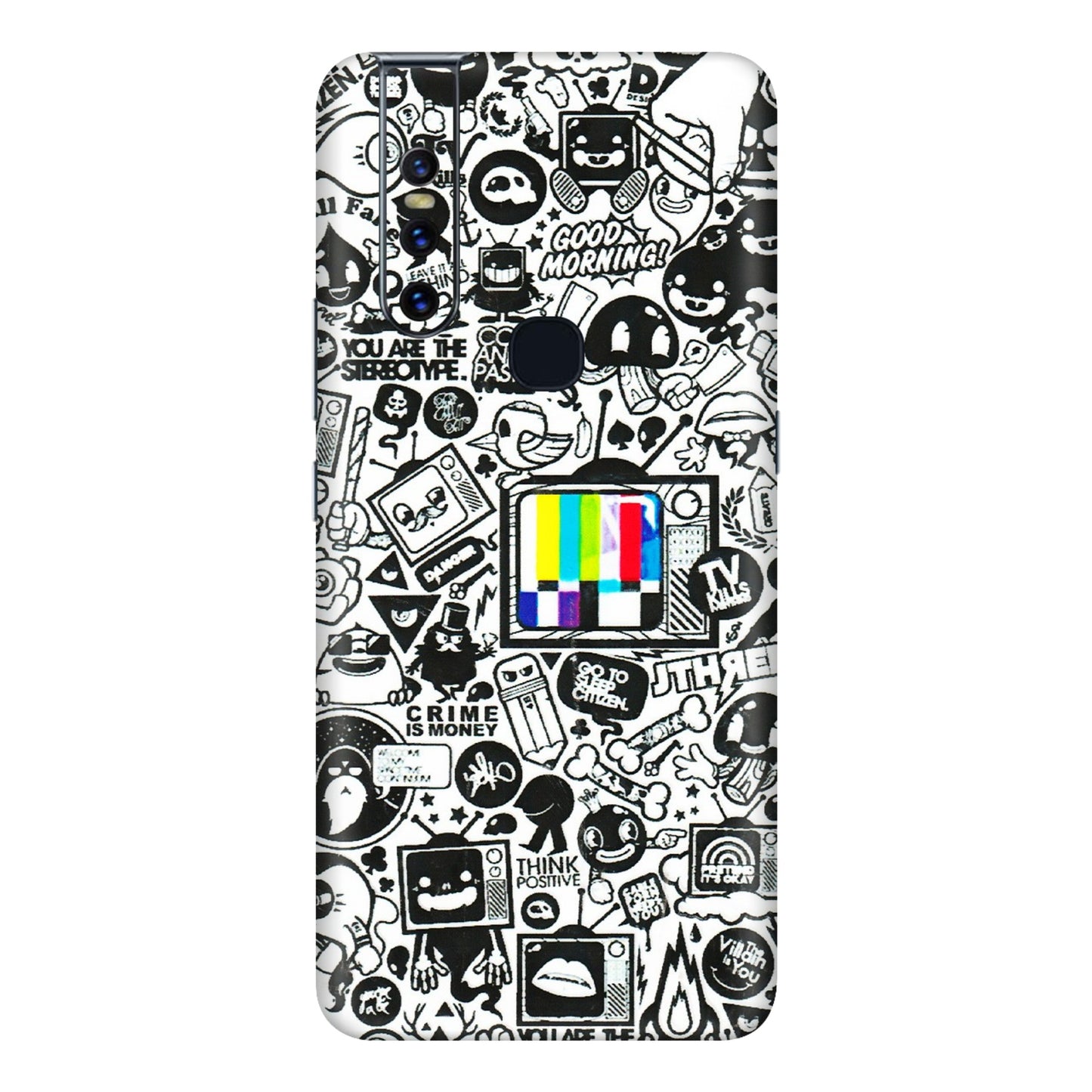 VIVO Z/V/X/T/U/S Series Phone Skins (All Models) - Doodles Positive Art - 3D Embossed Finish (L-263) Vivo V15