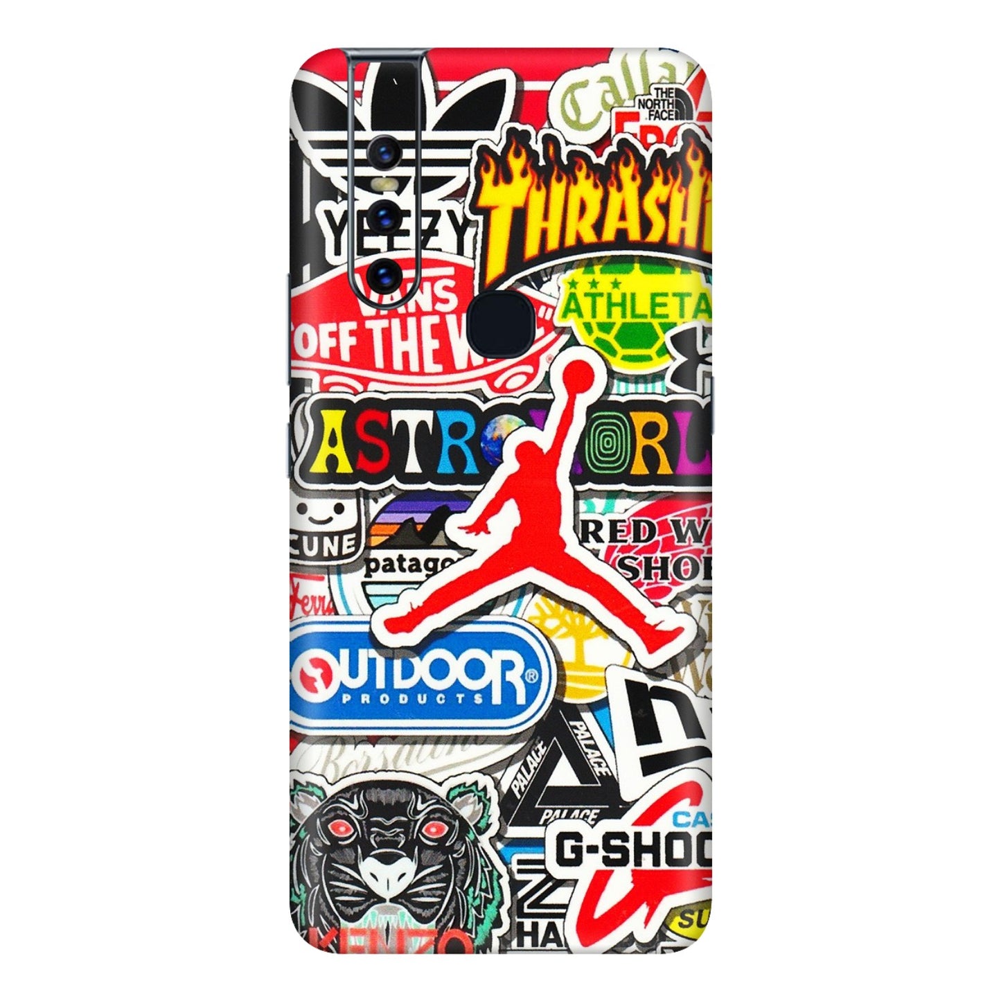 VIVO Z/V/X/T/U/S Series Phone Skins (All Models) - Multi Brands Sticker Graffiti - 3D Embossed Finish (L-37) Vivo V15