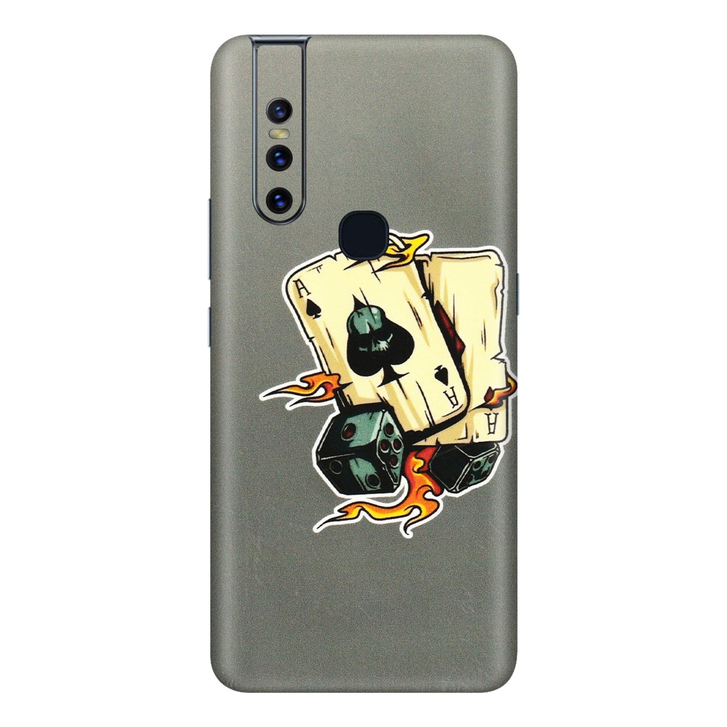VIVO Z/V/X/T/U/S Series Phone Skins (All Models) - Grey Cards Of Ace - 3D Embossed Finish (L-77) Vivo V15