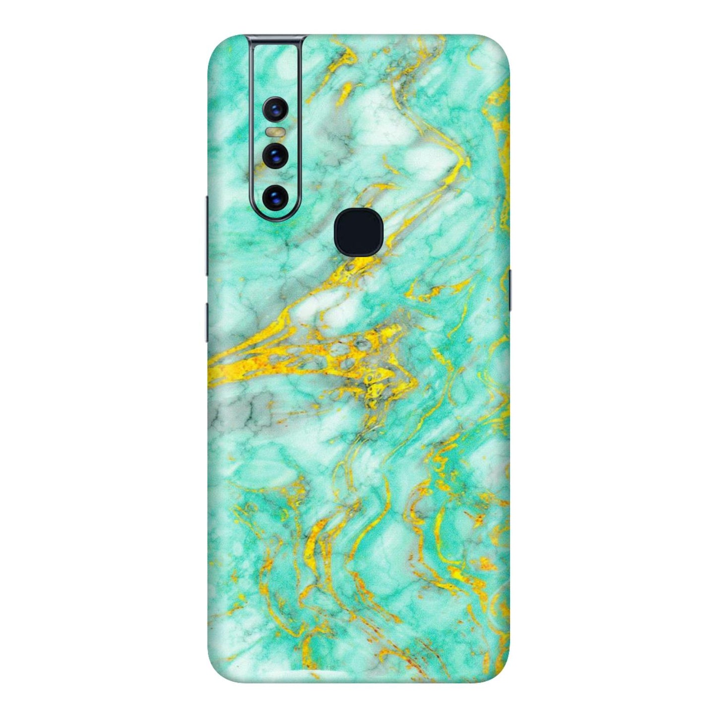 VIVO Z/V/X/T/U/S Series Phone Skins (All Models) - Green And Gold Marble Feel - Matte Finish (M-16) Vivo V15