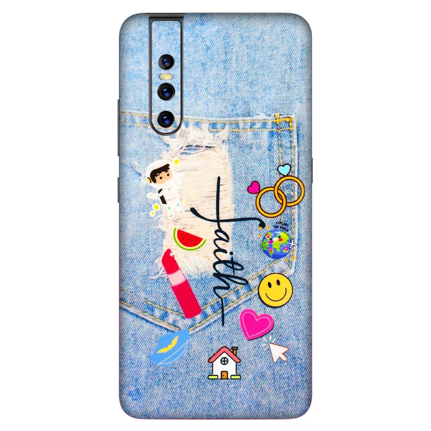 VIVO Z/V/X/T/U/S Series Phone Skins (All Models) - Denim Jeans Pocket - 3D Embossed Finish (L-134) Vivo V15 Pro