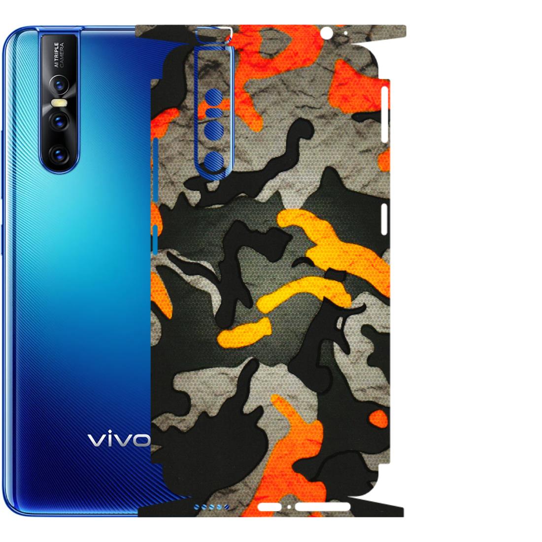VIVO Z/V/X/T/U/S Series Phone Skins (All Models) - Orange Camouflage - 3D Embossed Finish (L-204) Vivo V15 Pro