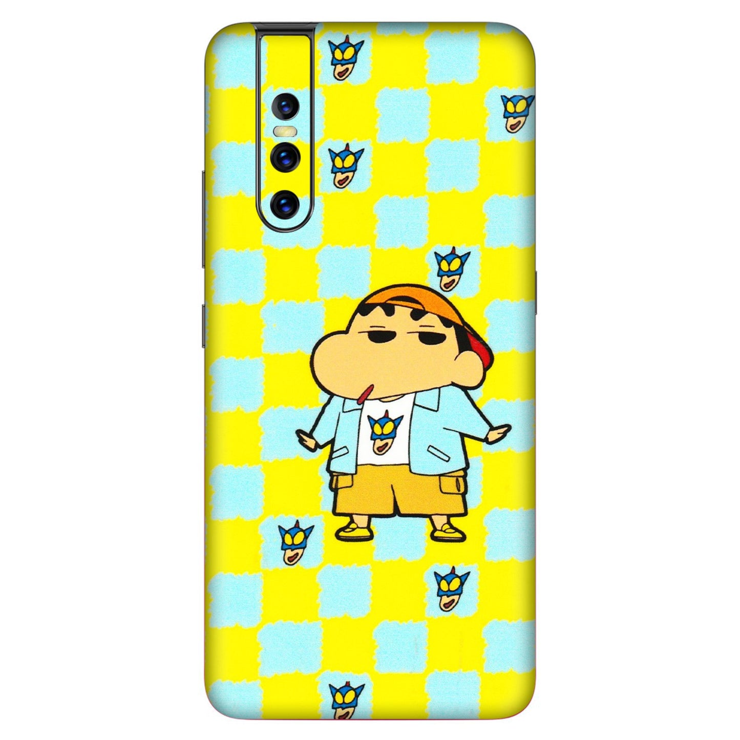 VIVO Z/V/X/T/U/S Series Phone Skins (All Models) - Yellow Blue Shinchan Cute - 3D Embossed Finish (L-221) Vivo V15 Pro