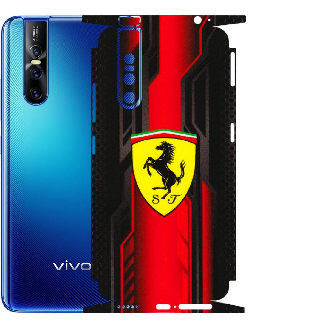 VIVO Z/V/X/T/U/S Series Phone Skins (All Models) - Black Ferrari Logo - 3D Embossed Finish (L-253) Vivo V15 Pro