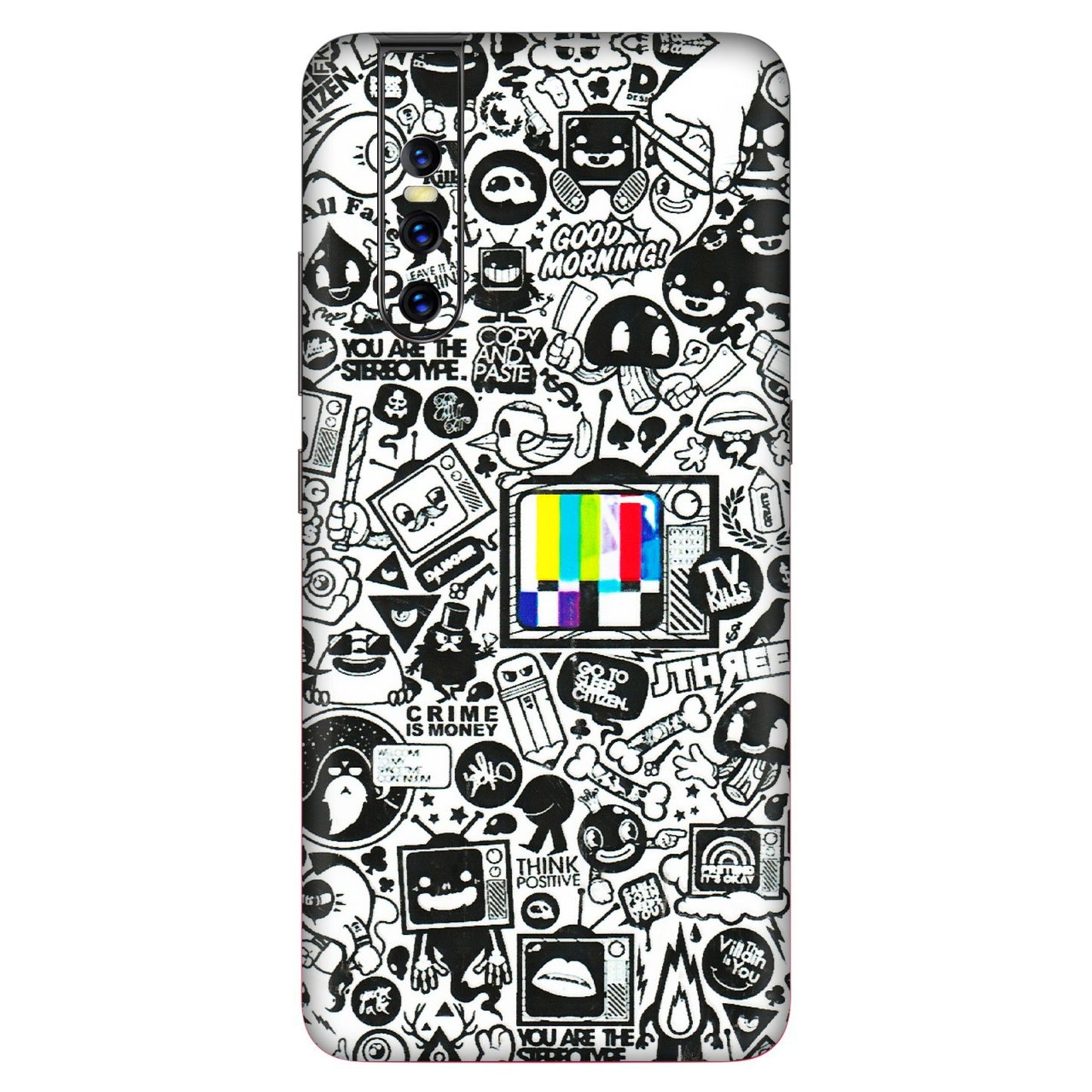 VIVO Z/V/X/T/U/S Series Phone Skins (All Models) - Doodles Positive Art - 3D Embossed Finish (L-263) Vivo V15 Pro