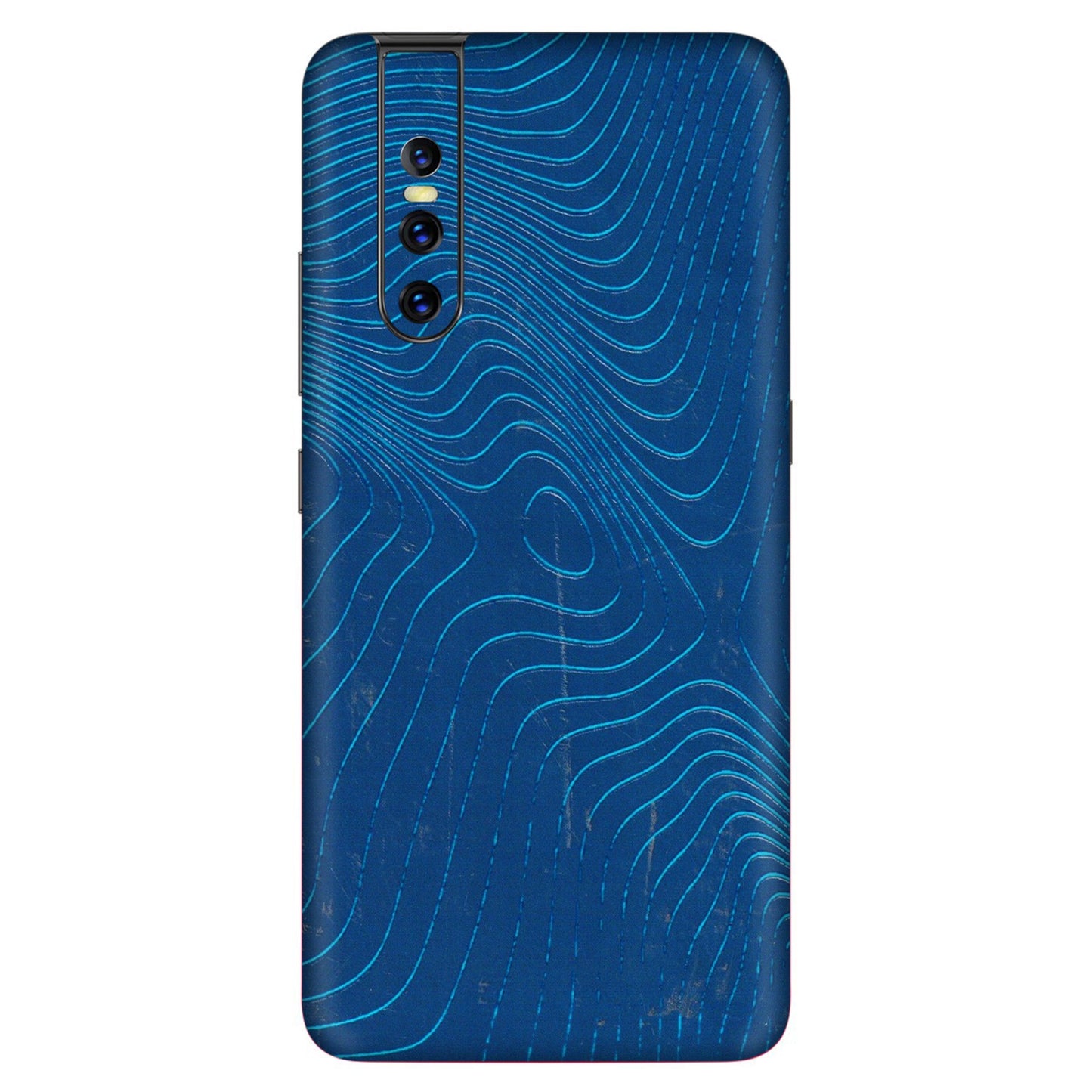 VIVO Z/V/X/T/U/S Series Phone Skins (All Models) - Abstract Blue Line Map - 3D Embossed Finish (L-272) Vivo V15 Pro