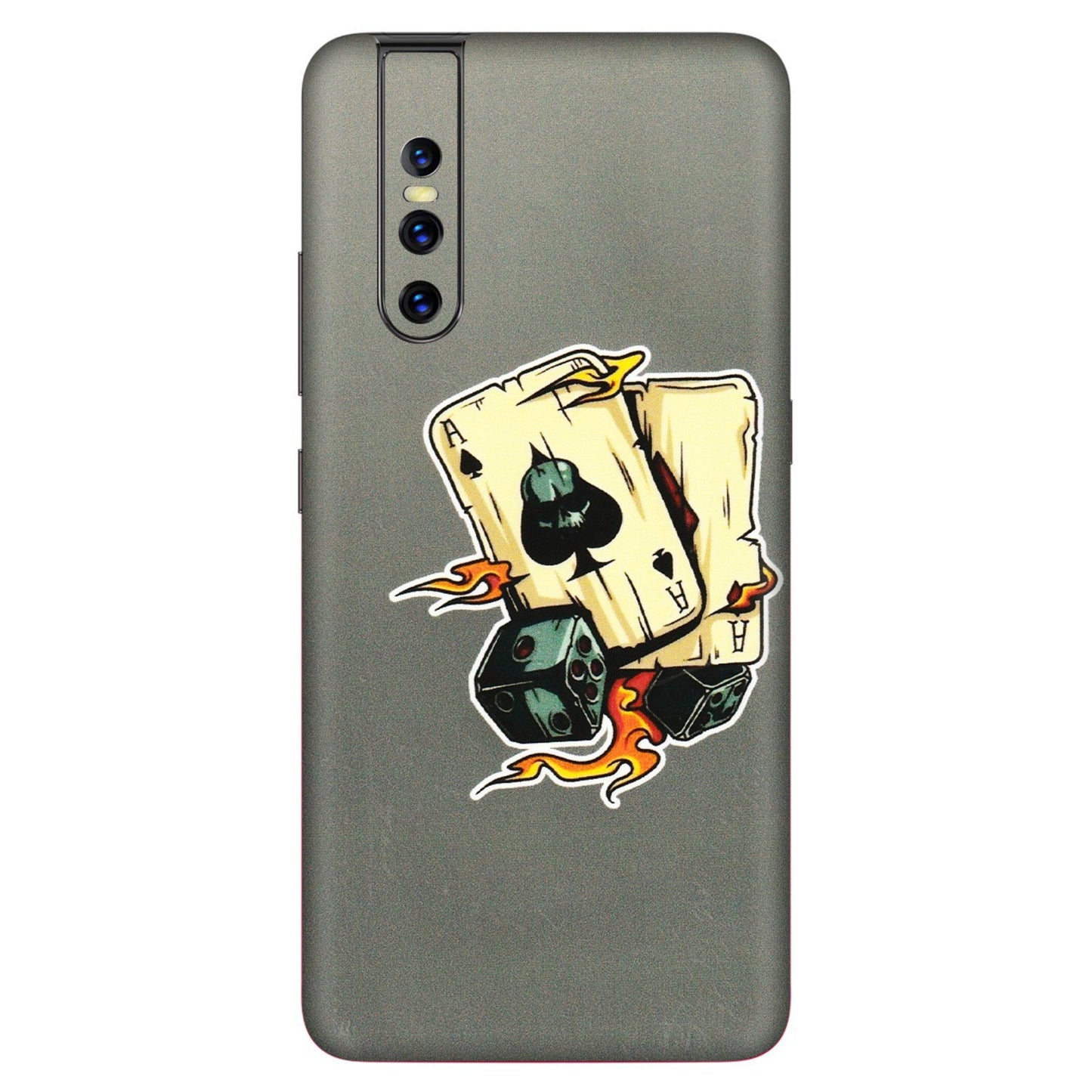 VIVO Z/V/X/T/U/S Series Phone Skins (All Models) - Grey Cards Of Ace - 3D Embossed Finish (L-77) Vivo V15 Pro