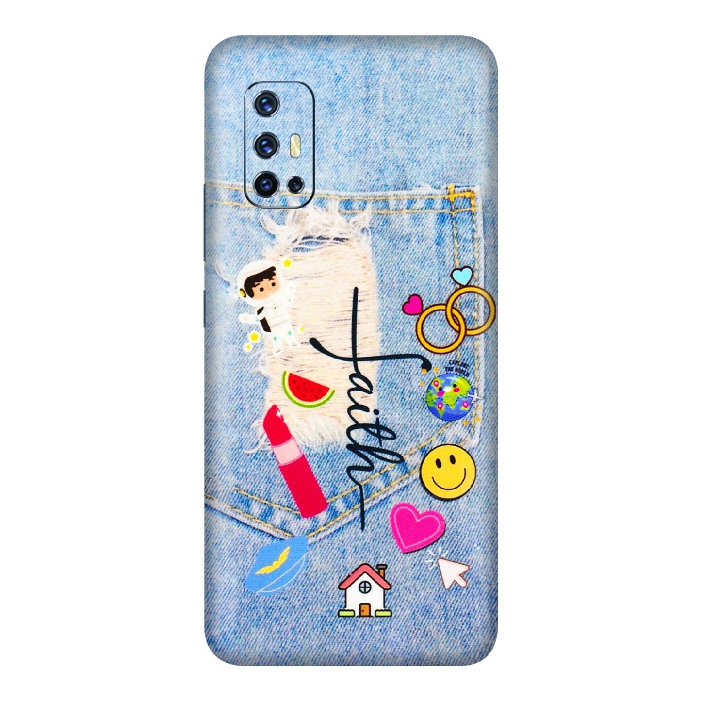 VIVO Z/V/X/T/U/S Series Phone Skins (All Models) - Denim Jeans Pocket - 3D Embossed Finish (L-134) Vivo V17