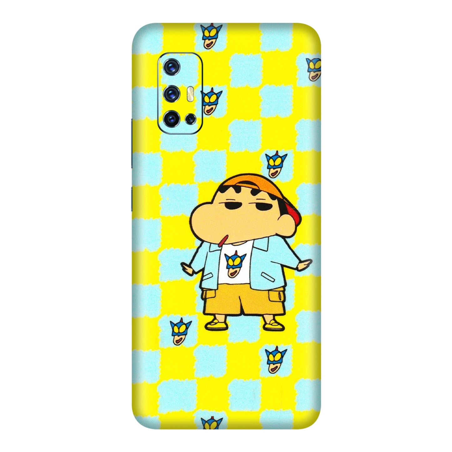 VIVO Z/V/X/T/U/S Series Phone Skins (All Models) - Yellow Blue Shinchan Cute - 3D Embossed Finish (L-221) Vivo V17