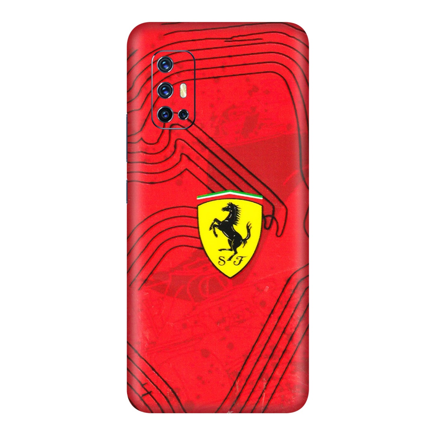 VIVO Z/V/X/T/U/S Series Phone Skins (All Models) - Red Ferrari Logo Stylish - 3D Embossed Finish (L-238) Vivo V17