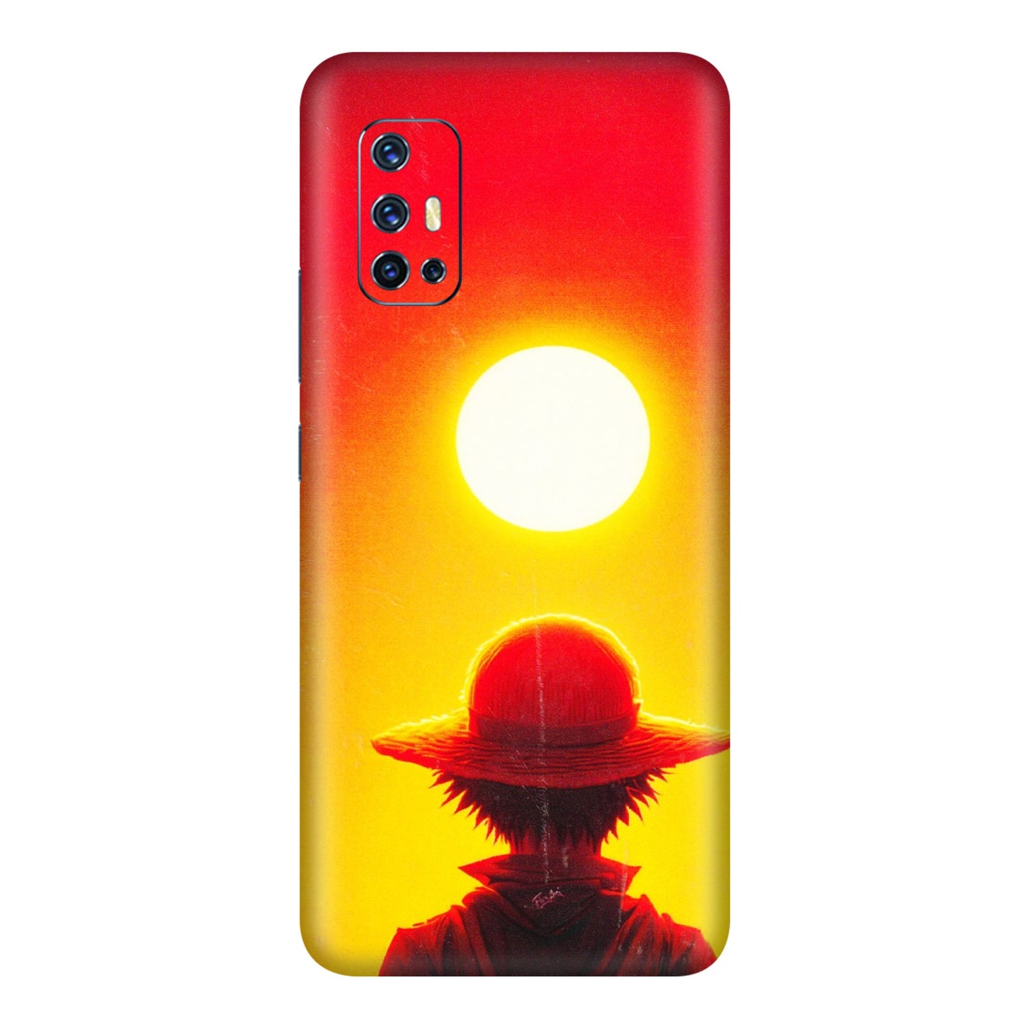 VIVO Z/V/X/T/U/S Series Phone Skins (All Models) - Cool Sunset With Monkey D.Luffy Anime - 3D Embossed Finish (L-329) Vivo V17