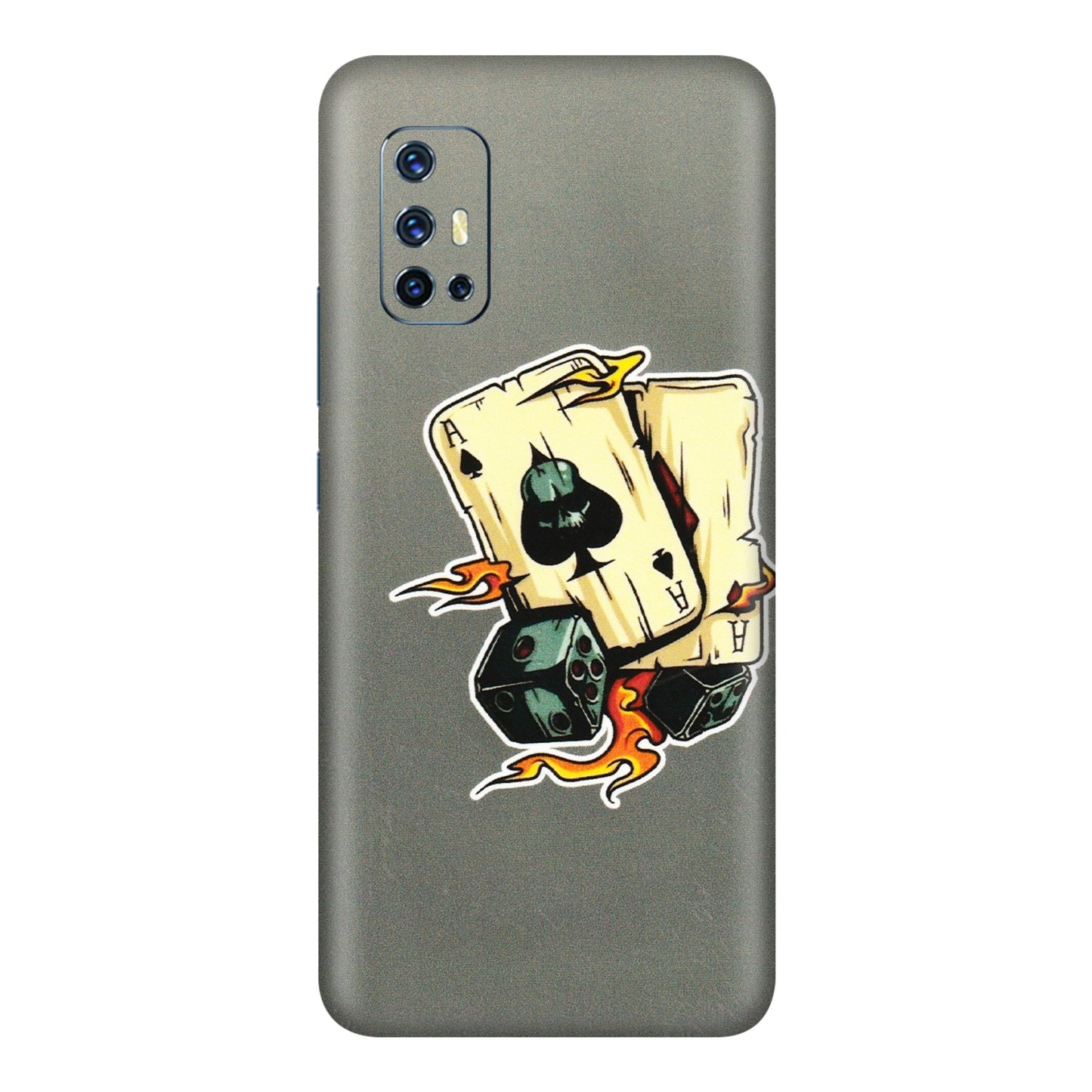 VIVO Z/V/X/T/U/S Series Phone Skins (All Models) - Grey Cards Of Ace - 3D Embossed Finish (L-77) Vivo V17