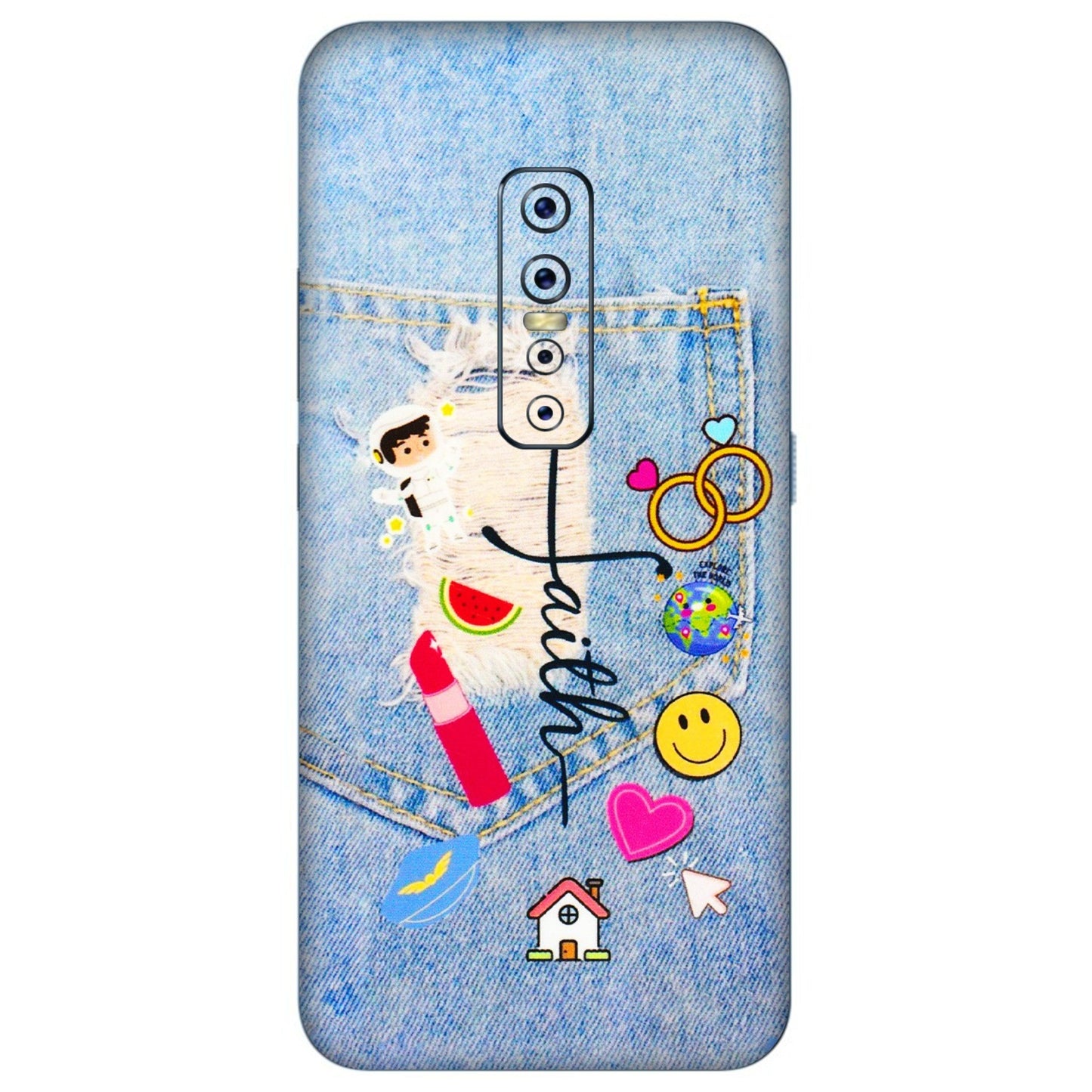 VIVO Z/V/X/T/U/S Series Phone Skins (All Models) - Denim Jeans Pocket - 3D Embossed Finish (L-134) Vivo V17 Pro