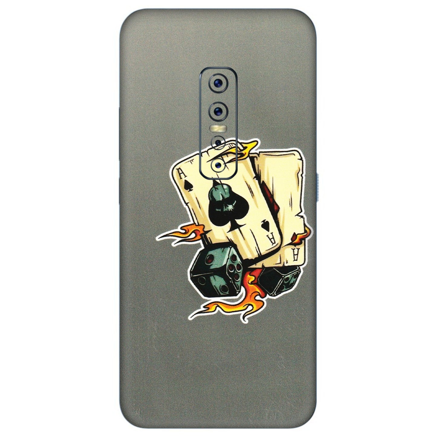 VIVO Z/V/X/T/U/S Series Phone Skins (All Models) - Grey Cards Of Ace - 3D Embossed Finish (L-77) Vivo V17 Pro