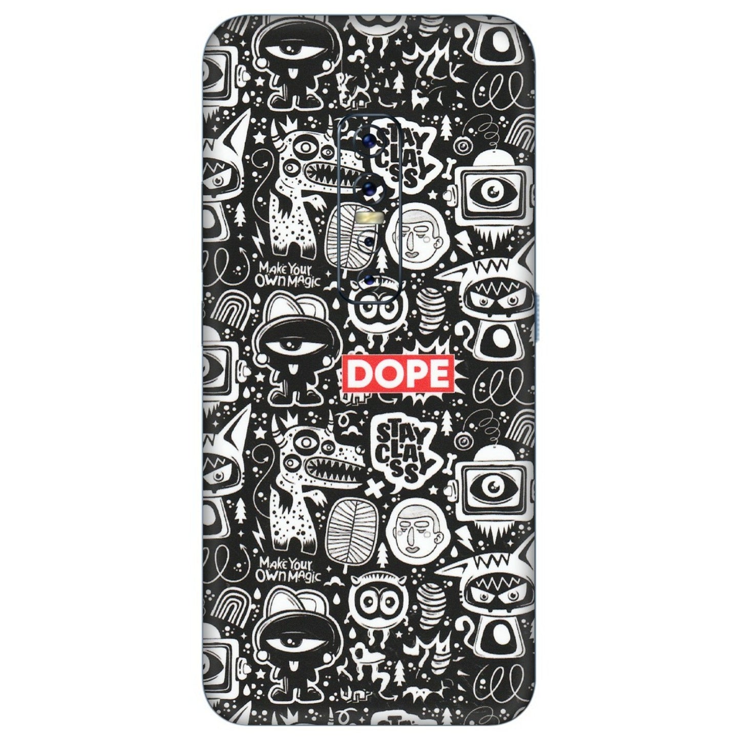 VIVO Z/V/X/T/U/S Series Phone Skins (All Models) - Dope Stay Classy Black Doodles - Matte Finish (M-126) Vivo V17 Pro