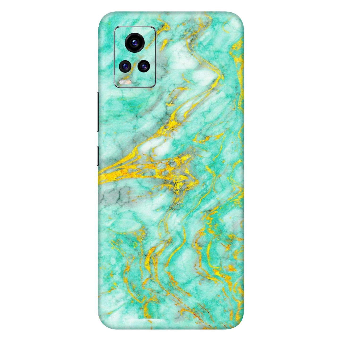 VIVO Z/V/X/T/U/S Series Phone Skins (All Models) - Green And Gold Marble Feel - Matte Finish (M-16) Vivo V20