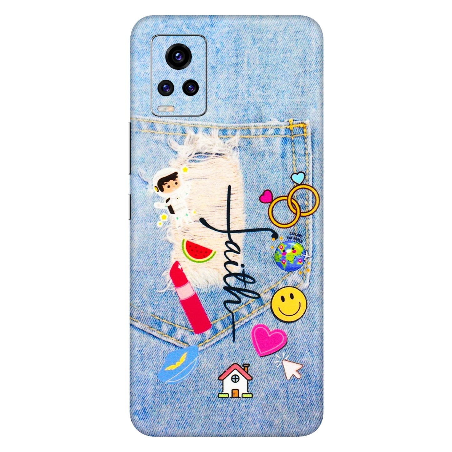 VIVO Z/V/X/T/U/S Series Phone Skins (All Models) - Denim Jeans Pocket - 3D Embossed Finish (L-134) Vivo V20 Pro