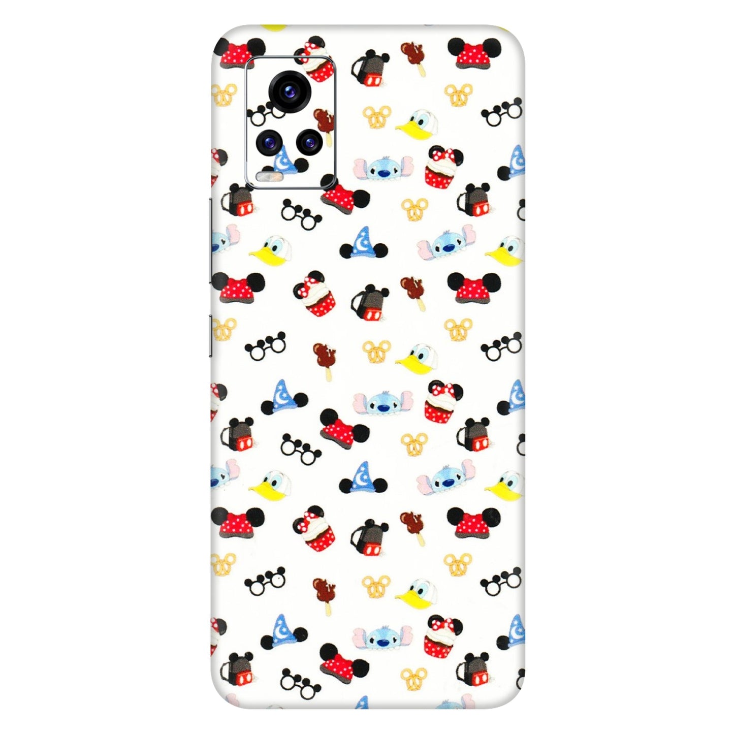 VIVO Z/V/X/T/U/S Series Phone Skins (All Models) - Minnie Mouse & Donald Doodles s - 3D Embossed Finish (L-194) Vivo V20 Pro