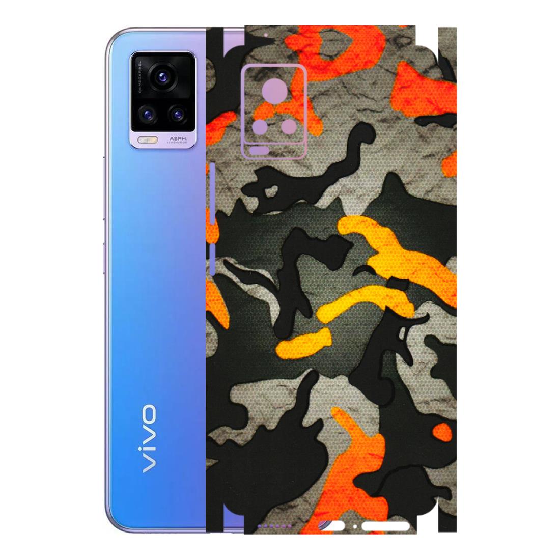 VIVO Z/V/X/T/U/S Series Phone Skins (All Models) - Orange Camouflage - 3D Embossed Finish (L-204) Vivo V20 Pro