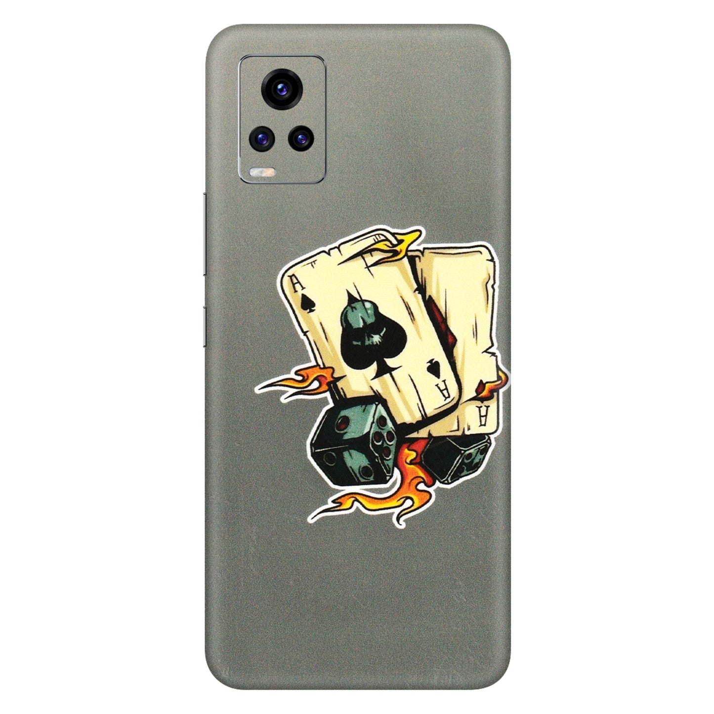 VIVO Z/V/X/T/U/S Series Phone Skins (All Models) - Grey Cards Of Ace - 3D Embossed Finish (L-77) Vivo V20 Pro