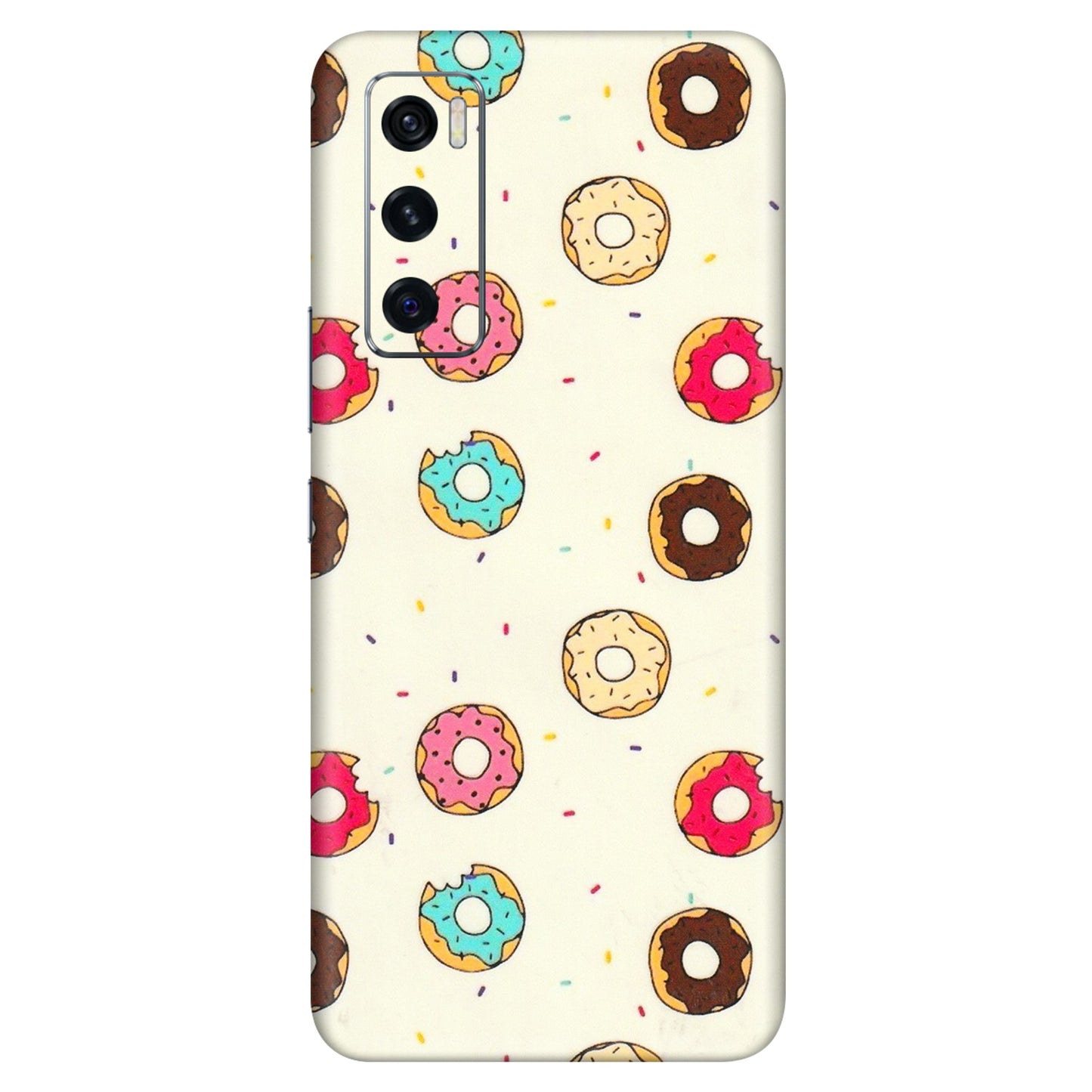 VIVO Z/V/X/T/U/S Series Phone Skins (All Models) - Mini Donuts Doodle Art - 3D Embossed Finish (L-122) Vivo V20 SE