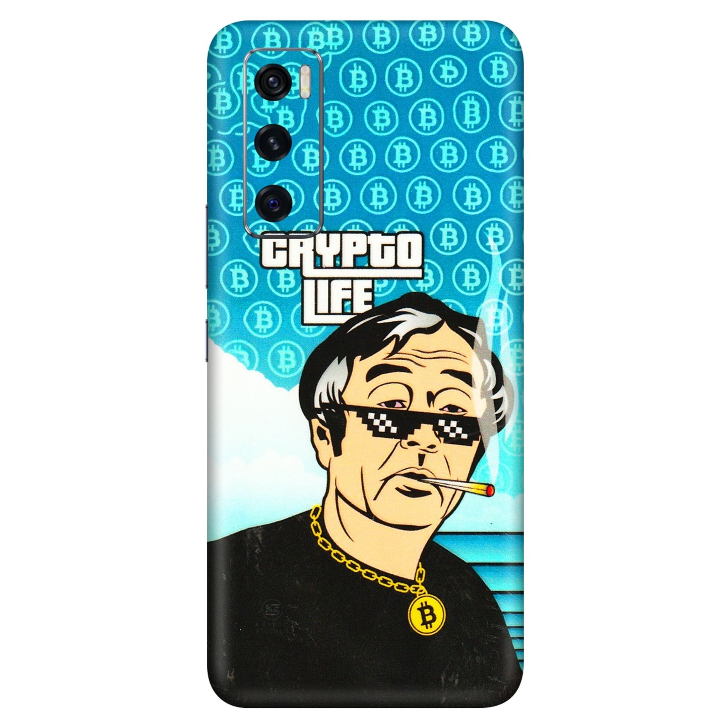 VIVO Z/V/X/T/U/S Series Phone Skins (All Models) - Crypto Thug Life - 3D Embossed Finish (L-179) Vivo V20 SE