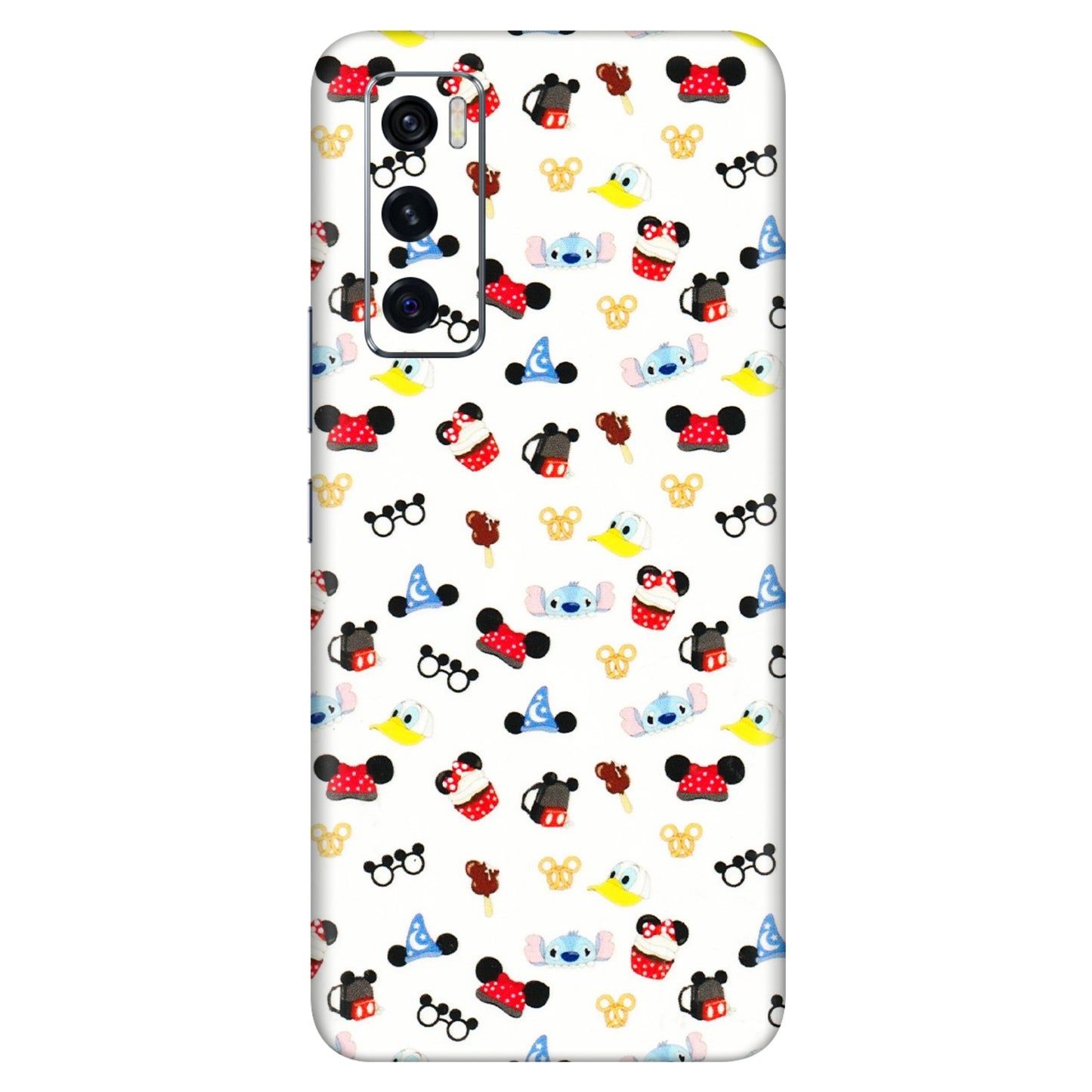 VIVO Z/V/X/T/U/S Series Phone Skins (All Models) - Minnie Mouse & Donald Doodles s - 3D Embossed Finish (L-194) Vivo V20 SE