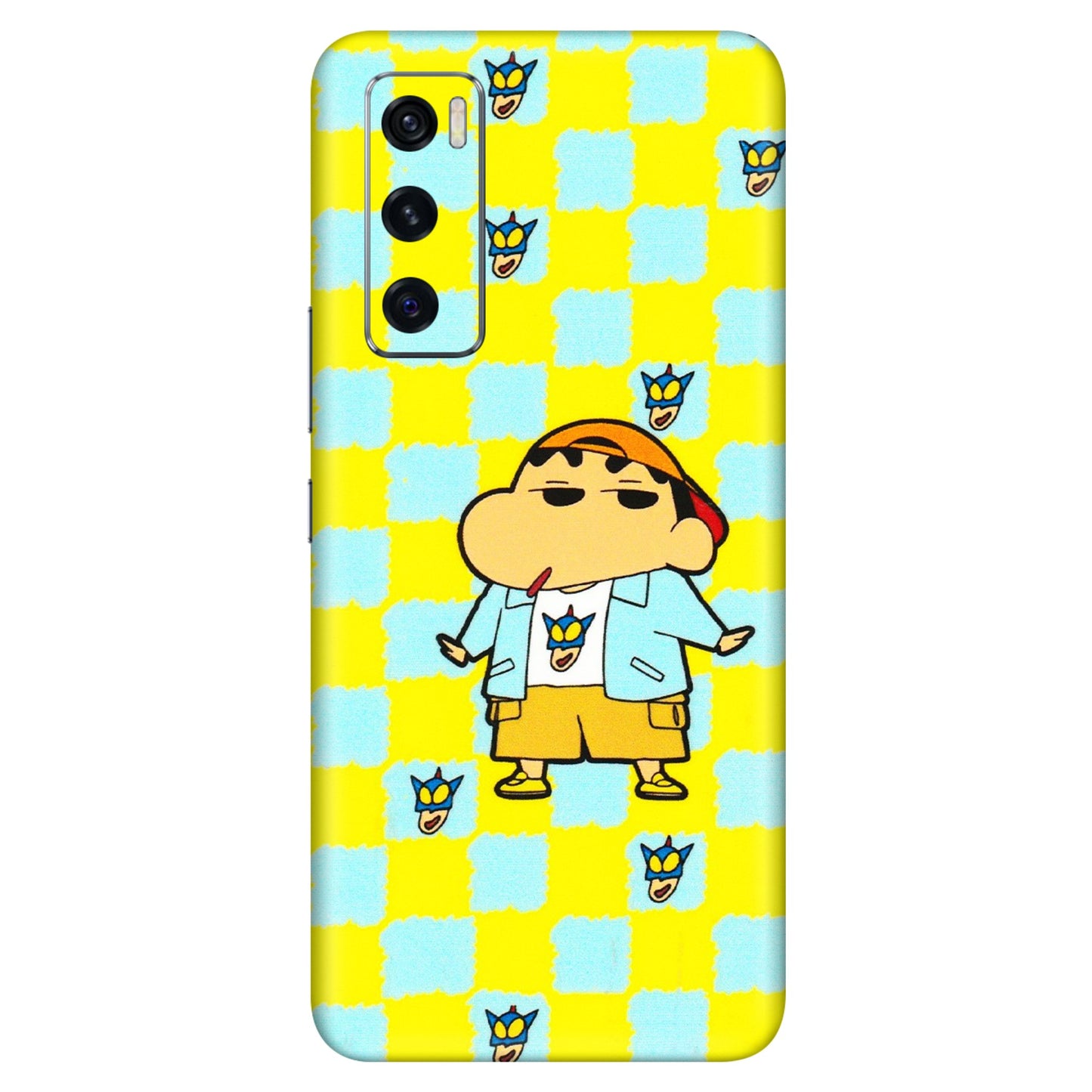VIVO Z/V/X/T/U/S Series Phone Skins (All Models) - Yellow Blue Shinchan Cute - 3D Embossed Finish (L-221) Vivo V20 SE