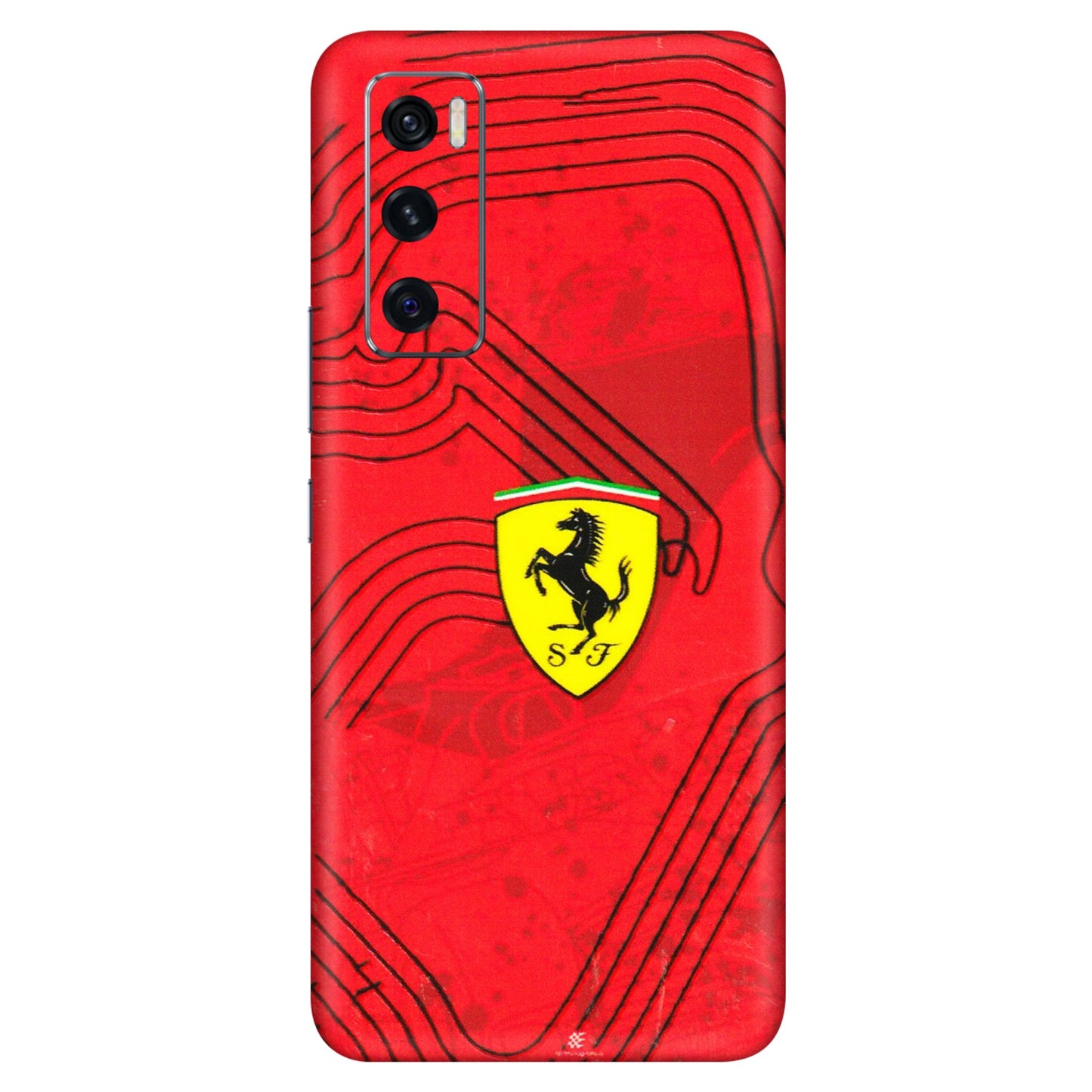 VIVO Z/V/X/T/U/S Series Phone Skins (All Models) - Red Ferrari Logo Stylish - 3D Embossed Finish (L-238) Vivo V20 SE