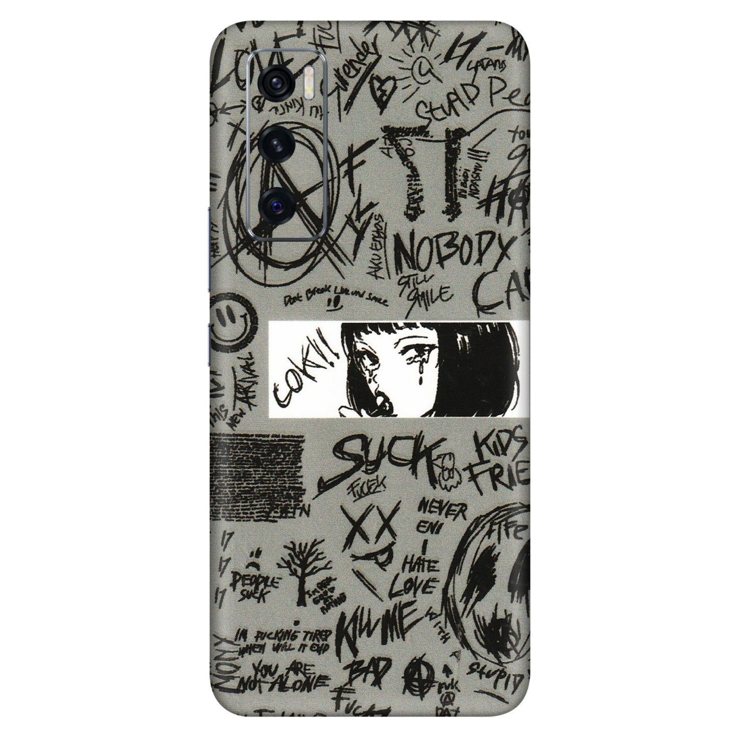 VIVO Z/V/X/T/U/S Series Phone Skins (All Models) - Never Have Love Anime - 3D Embossed Finish (L-260) Vivo V20 SE